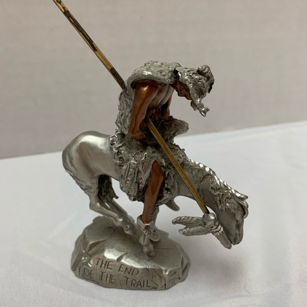 Pewter Indian on horse the end of the trail 1990